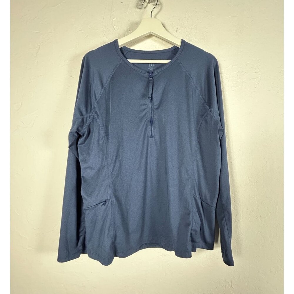Title Nine Sunbuster Long Sleeve Sun Protection Shirt XL Blue 1/4 Zip Pullover